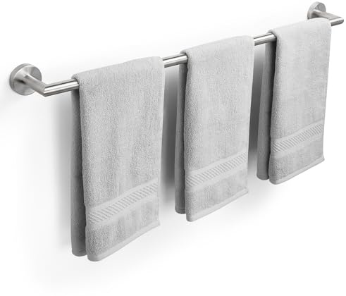 JunSun Towel Bar 30 Inch Bathroom Towel Rack Heavy Duty Bath Towel Holder Modern Towel Rod Brushed Silver Towel Hanger Bathroom Accessories Silver Towel Rail Stainless Steel Single Bar Brushed Nickel