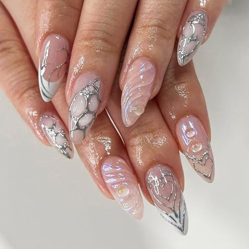 TELAIN Weihnachts-Nägel-Set, 24 bunte ABS-Acrylnägel mit Geleekleber, einfach aufzutragen, für Frauen