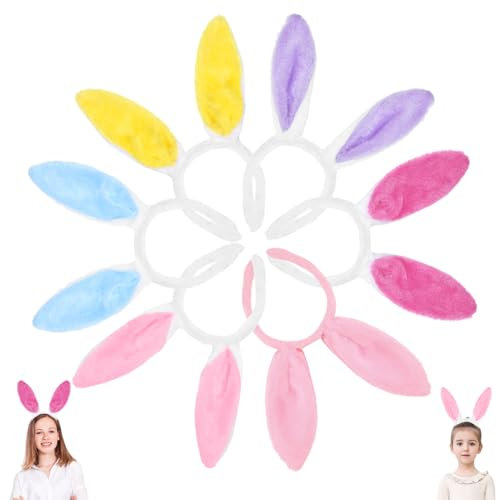Matreeglam Diadema de orejas de conejo de Pascua para adultos, 6 unidades de diademas de conejo de Pascua, disfraz de conejo, disfraz de conejo para carnaval, accesorios (estilo 1)