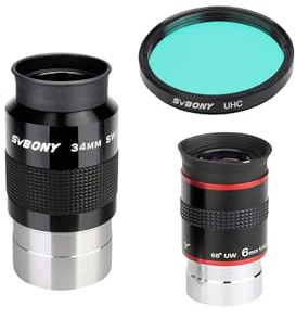 SVBONY Telescope Eyepiece 34mm 2 inches Bundle with 68 Degree Ultra Wide Angle Eyepiece 6mm Telescope Filter 2 inches, for Astronomical Observation