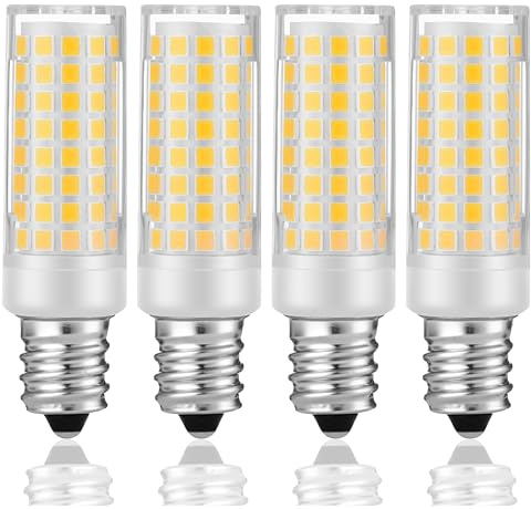 KUNKA Ampoule LED E12 5W, 50W Équivalent, ampoule halogène E12,AC220V-240V pour, hotte aspirante, machine à coudre, lampes de table, appliques murales, plafonniers (Blanc Froid 6000K, 4 Pièces)