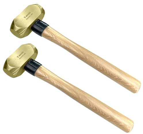 WEDO 2PCS Sledge Hammer Set with Wooden Handle,2lb+2lb,Brass Hammer,Length 320mm,Club Hammer for Demolition,Construction Renovation,One-ime Die-forged,Corrosion Resistant