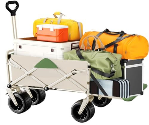 GWFBLID Chariot de Plage Pliable Chariot de Transport Pliable avec Hayon Chariot d’extérieur Pliable pour Le Camping Le Pique-Nique Chariot de Jardin Pliable avec Sac et Poignée Réglable Brouette