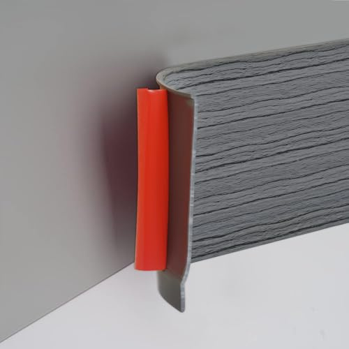 Plinthe Souple Autoadhésive Plinthe de Finition en PVC Plinthe Murale Flexibles pour Mur Sol, 10 cm Largeur, 3 mètres Grain de Bois Gris Foncé