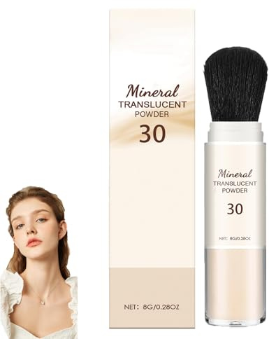 Poudre fixatrice minérale avec pinceau,poudre fixatrice translucide et légère pour un fini mat et un contrôle du sébum. Offre une protection solaire et minimise les pores. Fini mat longue tenue (1pcs)