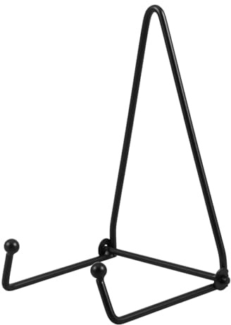 SOPOTUTU Présentoir Porte-assiettes Mural Pliable Petit, Support Métal Noir, Support Cadre Photo Polyvalent, Pour Décoration Intérieure Maison Bureau,