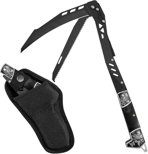Yoraira Folding Hand Saw, Stainless Steel Sickle Blade with Safety Lock, Serrated Edge for Wood Cutting, Camping and Gardening