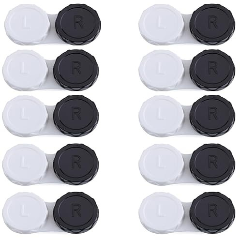 TroHollis Contact Lens Cases,Contact Lenses Case Box 50pcs Case Lenses Colored Pupils Eye Set Contact Box(Black-50pcs)