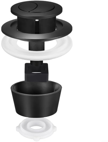 Fauhapyway Pulsador de inodoro de doble descarga en ABS con apertura de 20 mm, 40 mm, 50 mm, 60 mm, para Fluidmaster PRO550UK y Skylo SKY005 botón de tanque de inodoro (negro+anillo)
