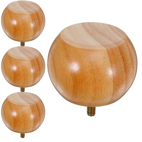 DOITOOL 4 Stück Runde Möbelfüße aus Massivem Holz 5cm Hoch Unbehandelte Sofabeine Couch und Schrankfüße Universelle Ersatz Holzbeine für Möbelhochstellung und Selbstgemacht