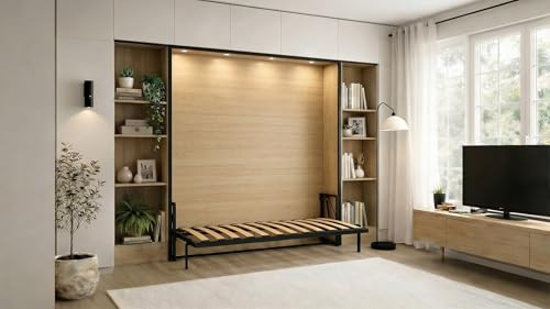 Wallbedking - Morphy Klassisches Schrankbett - Klappbett - modulares Multifunktionssystem SizeFlex & TypeFlex, platzsparendes, erweiterbares Murphy-Bett (80x200 cm, Horizontal)
