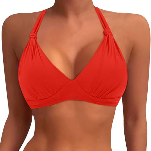 Generico Top di Bikini Donne con Grandi Seni. Push-up, String Bikini, Top Triangolare. Taglio a V, Reggiseno per Costume da Bagno