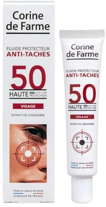 Corine de Farme Fluide Solaire Anti-Taches SPF50 40ml | Haute Protection UVA/UVB - Action Antioxydante - Prévient Les Taches Brunes - Texture Non Grasse Invisible