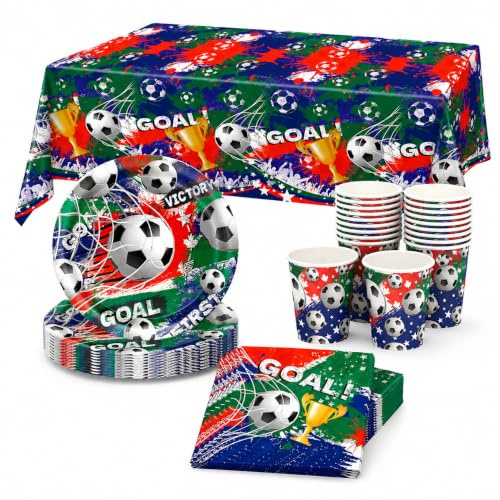 AURALIN 2026 Football Party Tableware Set 53 Pieces for 16 Guests