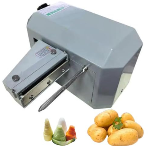 Cortador en Espiral Eléctrico Comercial, Máquina de Cortar Verduras de 100W con 3 Cuchillas y Interruptor de Avance/retroceso, Trituradora Continua Para Patatas, Zanahorias, Frutas