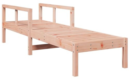 Tmriohed Lettino da giardino in legno massello Douglasie regolabile, 199,5 x 62 cm, con design a doghe, robusto lettino relax per giardino, terrazza e piscina, legno non trattato