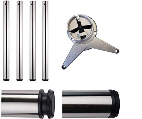 4er Set höhenverstellbarer Stützfüße in Edelstahl Optik 705 mm + 50 mm Rundrohr 60 mm Durchmesser Möbelfuß Tischbein Möbelfüße