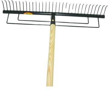 Polar Rasenrechen 60 cm 32 Zinken Harke Heurechen Laubrechen mit 150 cm Stiel