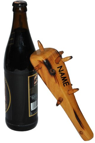 alles-meine.de GmbH Bier Flaschenöffner Keule aus Holz/Bieröffner - incl. Namen - Öffner Männer Geschenk Männertag - Korken Flaschenkorken Kronkorken - Küche lustig Urmensc