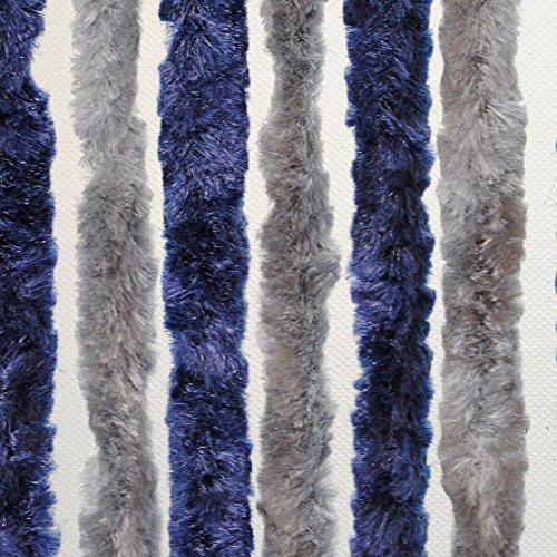 Chenille Flauschvorhang 56 x 205 cm blau/silber