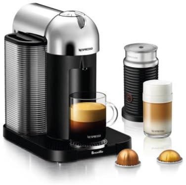 Nespresso Vertuo Coffee and Espresso Maker by Breville, Chrome with Aeroccino Milk Frother