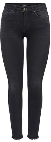 Only Onlblush Mid Ank Raw Rea1099 Noos, Jeans Skinny Donna, Nero (Black Denim), M