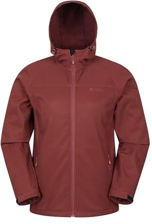 Mountain Warehouse Exodus Mens Softshell Jacket - Breathable & Water Resistant Rain Coat with Adjustable Fit & Side Pockets - For Spring Summer, Walking, Hiking & Travel Dark Red L