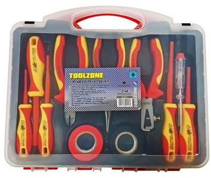Toolzone 11Pc Vde Electricians Tool Kit, Screwdrivers, Plier 6 Long Nose, Side Cut & Wire Stripper.
