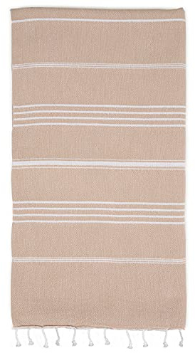 AYSIBOO Strandtuch aus 100% Baumwolle 180 x 95 cm I tradionelles Hamamtuch I Saunatuch I Ideal f?r Sauna Strand Fitness Yoga Sport Hamam I Pestemal Fouta Towel - beige