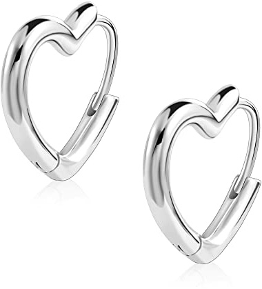 ALEXCRAFT Pendientes Mujer Plata 925 14K Chapado Pendientes Aro Corazón Plata Pendientes de Mujer Hipoalergénicos Regalos Joyas Joyeria Fiesta
