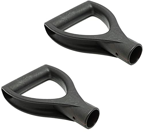 2PCS D shaped Steel Shovel Handle Plastic Grip Shovel Handle Replacement Spades Forks,Shovel D Grip Handle 34mm Inner Diameter Plastic Spade Digging Raking Tools Black