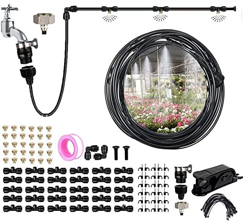 25M hnebel Kühlung Terrasse Garten Gewächshaus Pavillon Wasserzerstäuber, Bewässerungssystem Outdoor Misting System Wasser Cooling Sprinkler System für Rasen, Blume, Outdoor