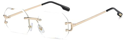 kachawoo Octagon Randlose Sonnenbrille für Männer Frauen Polygon Rahmenlose Sonnenbrille Uv400 Gold Metallbeine Brille Unisex für Partyurlaub