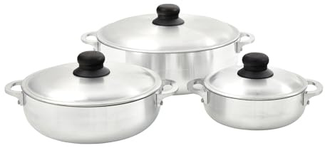 IMUSA USA 3 Piece Natural Aluminum Caldero Set (1.6/3.2/4.6 Quart), Silver