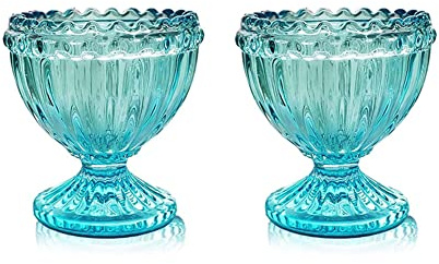 Ostereierbecher aus blauem Glas für weich oder hart gekochte Eierhalter – Packung 2 Eierhalter für Frühstücksbrunch, Küchengeschirr, Osterdekoration, Eierbecher für Frühling, Zuhause, Partygeschirr