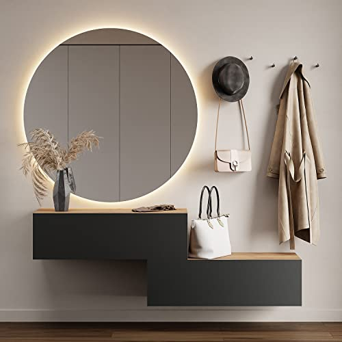 Planetmöbel Flur Möbel Garderobe Hängeschrank 2X 100 cm Gold Eiche - Anthrazit, Kompaktgarderobe mit Klappe als Stauraum, Wandgarderobe hängend oder stehend, 37,8T x 100B x 32,5H cm