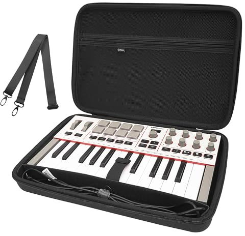 Musiin Midi Keyboard Controller Case Compatible with Akai MPK Mini MKIV | Compatible Arturia MiniLab 3,MiniLab MkII, 25-Key Synthesizer, Portable Protective Cover Velvet Bag with Shoulder Strap
