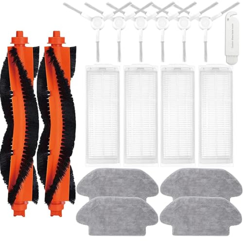 Kit d'accessoires de rechange pour Xiaomi Robot Vacuum-Mop 2S / Xiaomi Robot Vacuum S12, 2 brosses principales, 6 brosses latérales, 4 filtres, 4 serpillières