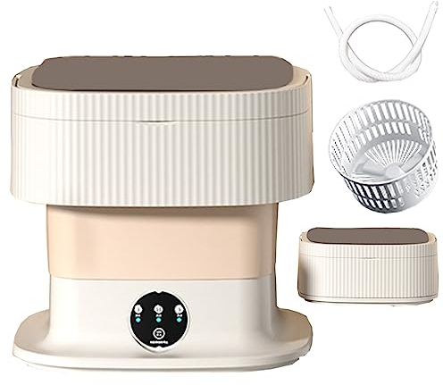 MKYOKO Mini Lavatrice Portatile, Lavatrice Pieghevole, 12L Ad Alta capacità, con Centrifuga Delicata, for Biancheria Intima, Vestiti for Bambini O Piccoli Oggetti (Color : Beige)