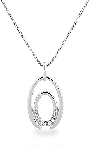 Schöner-SD 925 Silber Halskette mit Silberanhänger oval glänzend modern