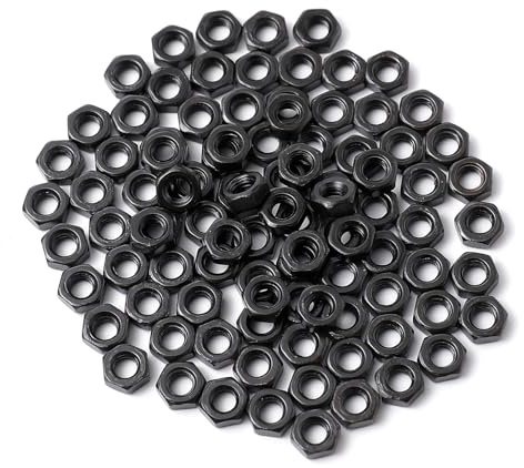 pouilzx M4 Carbon Steel Grade 8 Hexagon Hex Nut Black Carbon Steel 100pcs