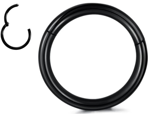 Medinah Piercing Clicker Ring Universal Ohr Scharnier Segment Septum Nase Lippe Ohr In verschiedenen Größen… (0,8 mm Stabstärke | 12 mm Innendurchmesser, Schwarz)