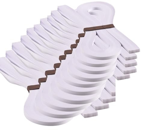ODETOJOY Quilling-Papierstreifen, weiß, 3 mm, 3 mm, weiß, Länge 53,8 cm, einfarbig, reinweiß, Papierstreifen, 120 Stück/Set (10 Stück)