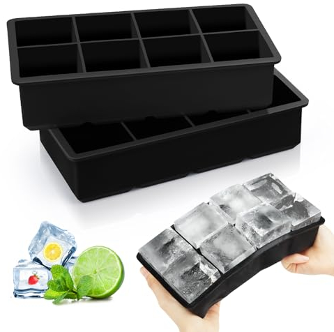 VFANDV Cubiteras para Hielo Grandes, 2 Piezas Bandejas de 30 Cubitos de 5x5cm, Cubiteras para Hielo Silicona para Puré de Frutas, Cócteles, Whisky, Vino