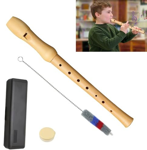 Lotvic Blockflöte Holz, Sopran Blockflöte, Holzblockflöte mit Hartschalenkoffer Flötenputzer und Korkfett, Blockflöte Deutsche Griffweise, Blockflöte Kinder, 8-Loch Flöte für Kinder Erwachsene