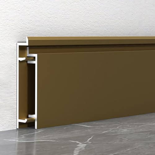 Raouoae Battiscopa In Metallo Anodizzato, 125cm, 4 Pezzi In Lega Di Alluminio Per Parquet, Laminato E Pavimenti In Vinile - Profilo Decorativo Resistente, Facile Da Installare(Bronze)