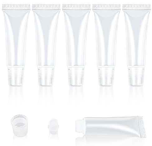 Andibro Leere Tuben Lip Gloss Tubes,5 Stück Transparent Leere Nachfüllbare Kunststoff Weiche Verpackung Tubes Flasche Mini Kosmetische Behälter für Kosmetik Make up Reise Toilettenartikel