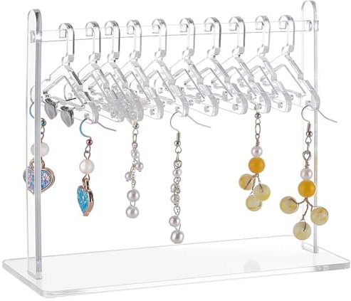 PH PandaHall Klarer Acryl-Ohrring-Halter, Ohrring Hanging Organizer Abnehmbare Acryl-Ohrring-Displays mit 10PCS Ohrstecker Kleiderbügel für Einzelhandel, persönliche Ausstellung, 6x15x12cm