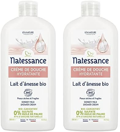 Natessance - Crème de douche hydratante Lait d'ânesse 500ml (Lot de 2)