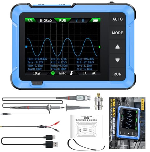 DeWin Oscilloscope, oscilloscope numérique Portable DSO510 2 en 1, taux d'échantillonnage de 48 MS/s, Bande passante de 10 MHz avec TFT 2,4 Pouces